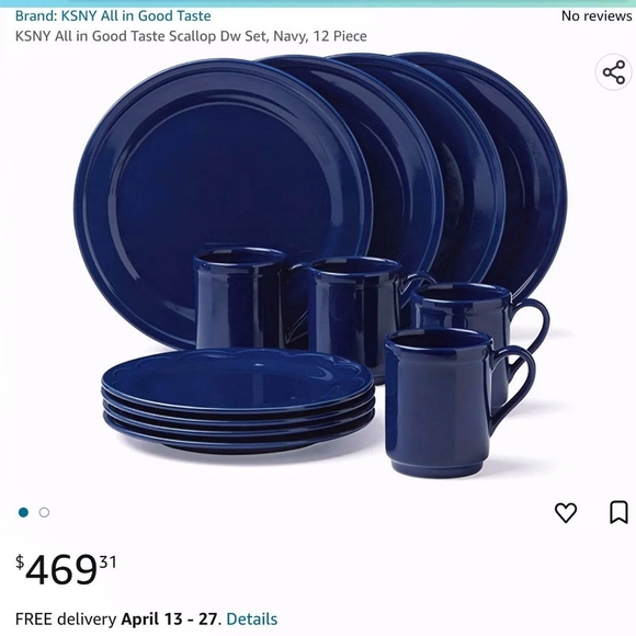 Lenox Kate Spade New York All in Good Taste Scallop 12 Navy Dishset - Picture 1 of 2
